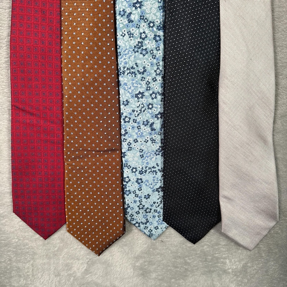 The Men's Store Ties Mens One Size Multicolor Geometric 5 Pack Silk Linen Lot